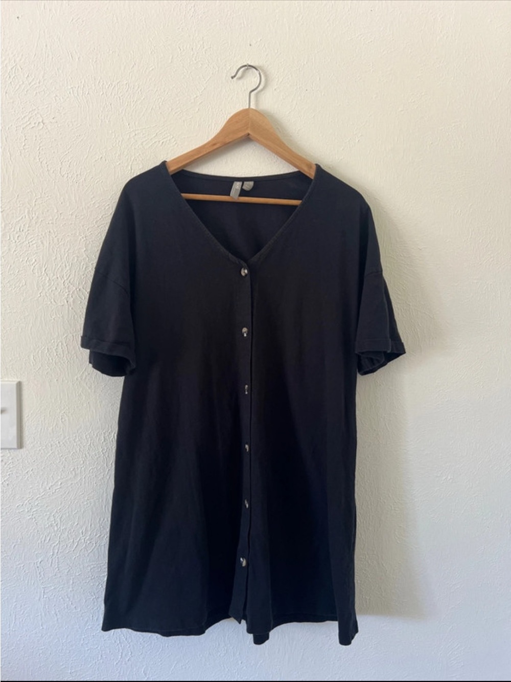 ASOS Black Short-Sleeve Button-Down Dress